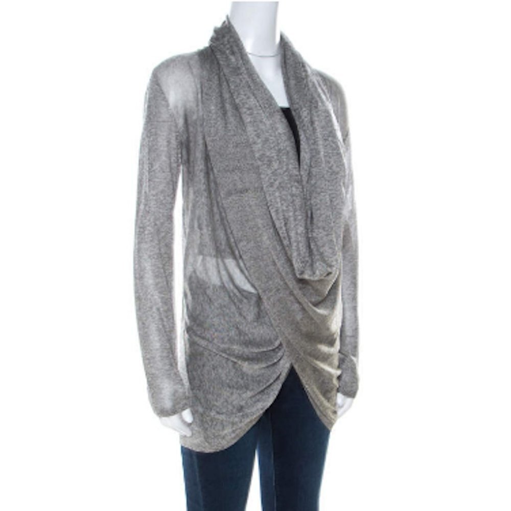 ALICE + OLIVIA Sweater Wrap Crossover Draped Long Sleeve Knit Top Women Stretch